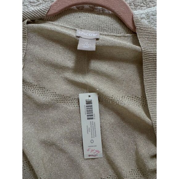 NWT Chico's Champaign Gold Metallic Cardigan/Duster, Size 0 - Picture 4 of 5